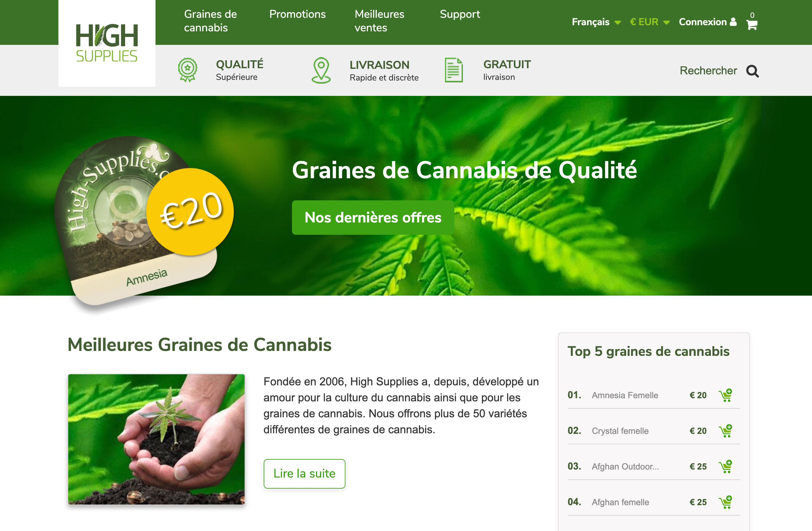 Acheter Meilleures Graines De Cannabis de Qualité High Supplies
