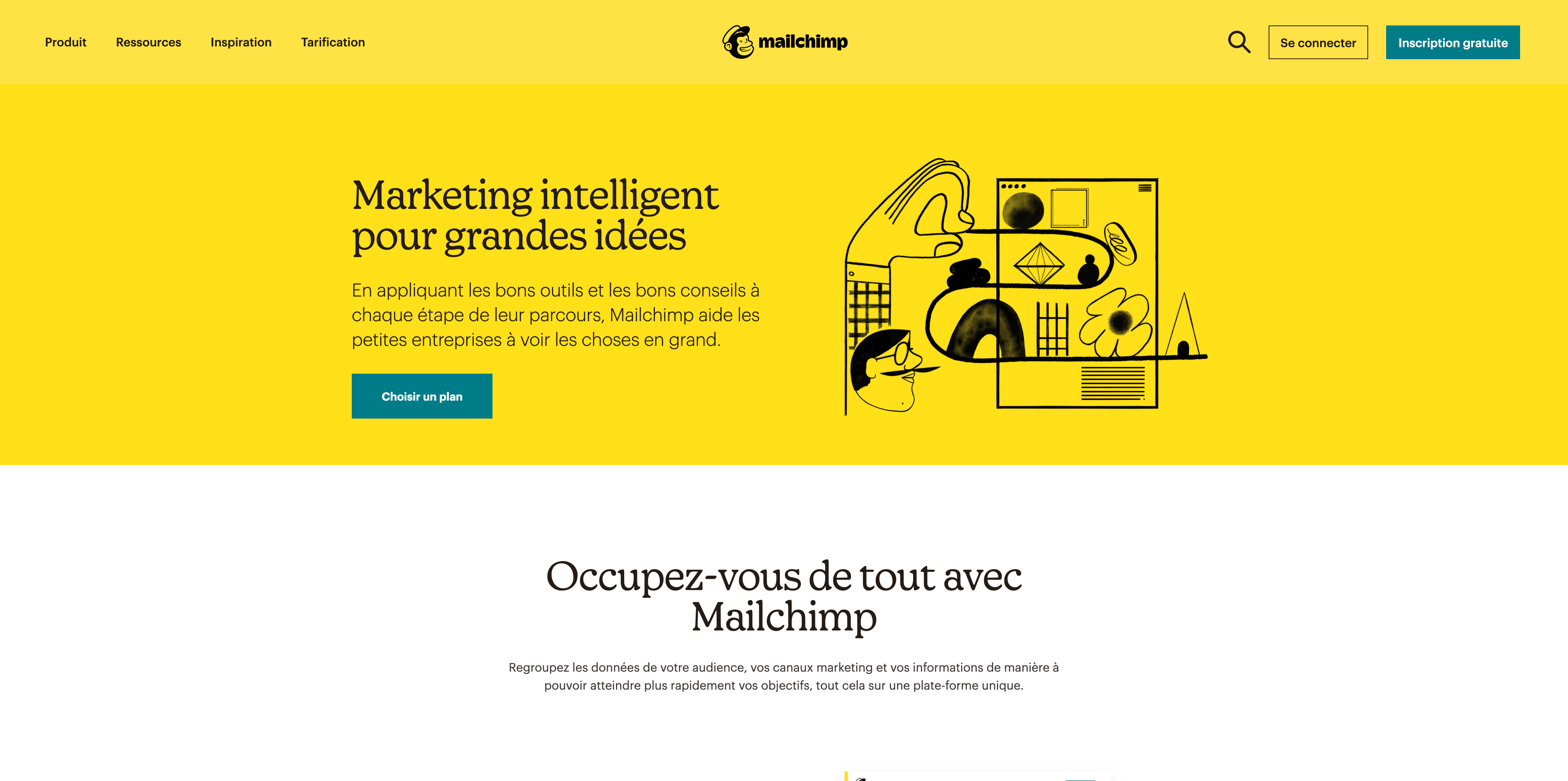 Plate forme marketing intégrée tout en un destinée aux petites entreprises Mailchimp