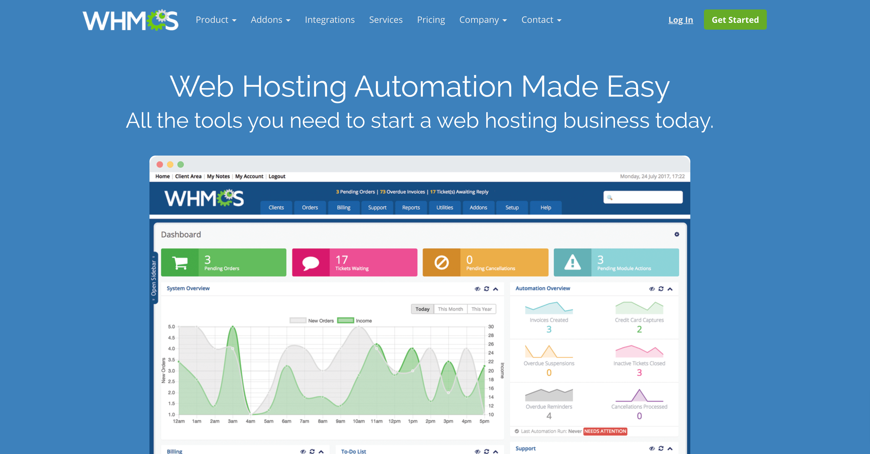 WHMCS Web Hosting Billing Automation Platform