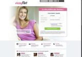 Accueil français EasyFlirt avec formulaire et fonctionnalités annoncées