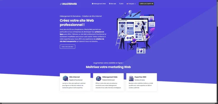 Capture de la page d’accueil de iMasterWeb en français — 15 septembre 2026