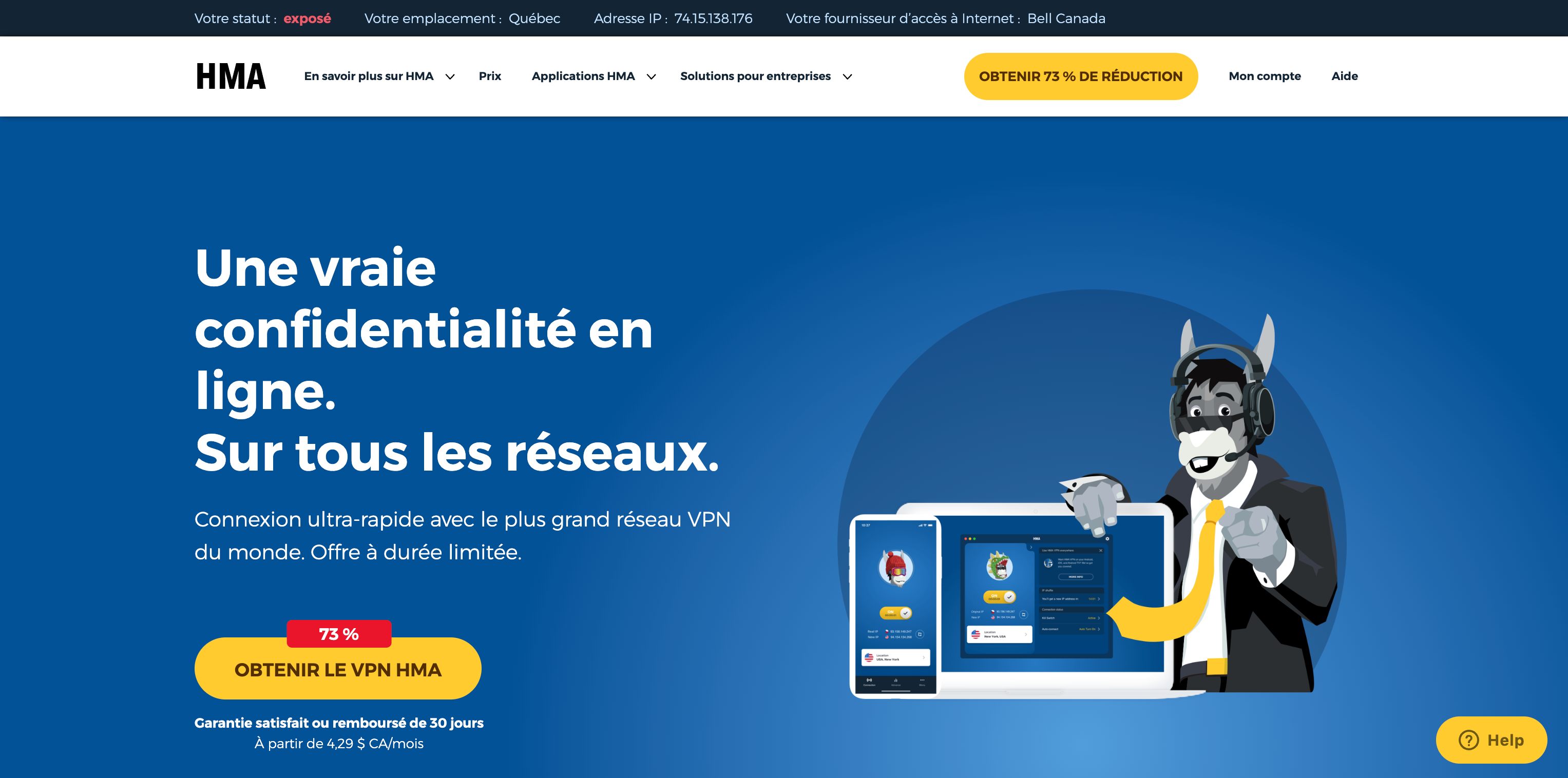 VPN HMA Confidentialite en ligne garantie