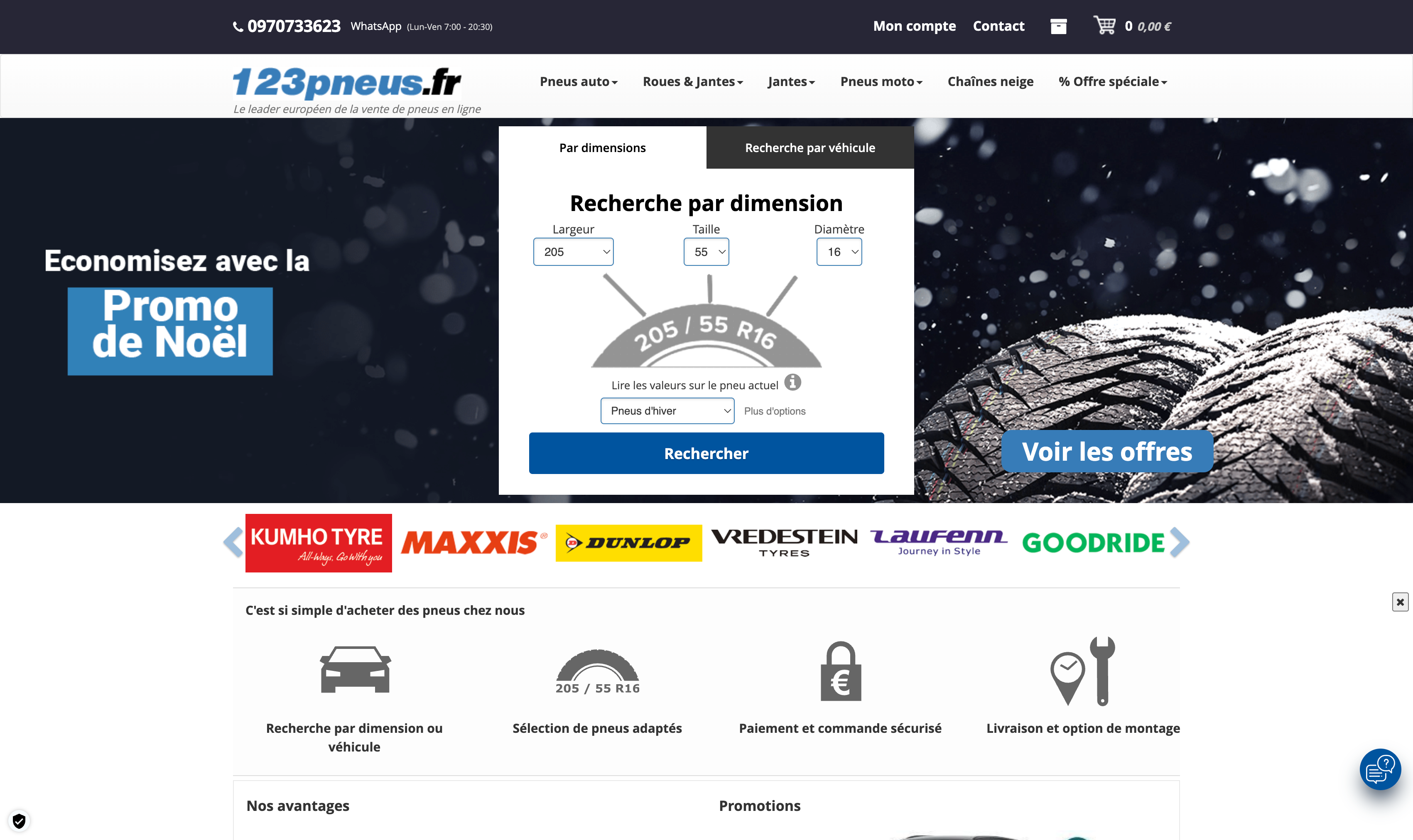 Achat de pneus sur la boutique en ligne de 123pneus fr