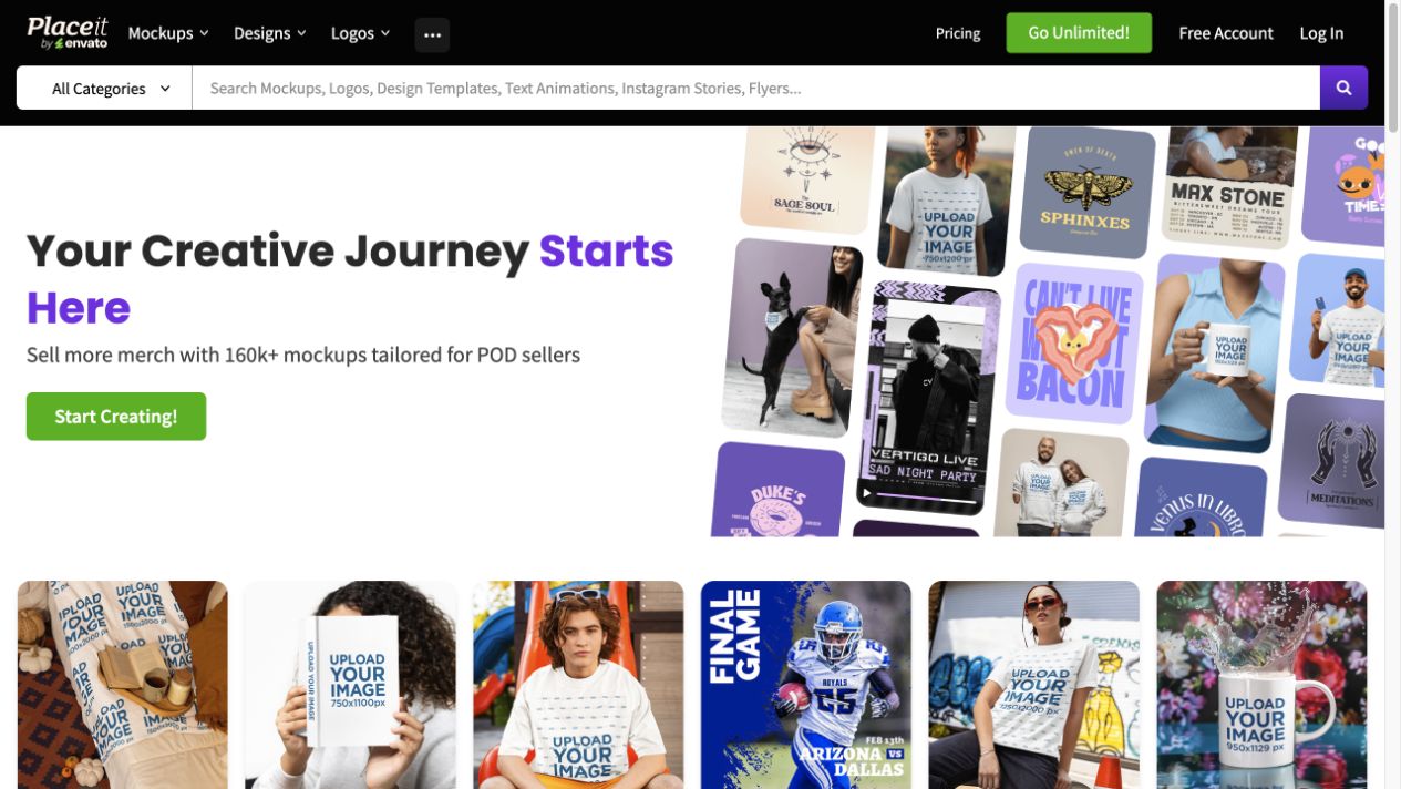 Présentation de Envato Placeit sur son site officiel